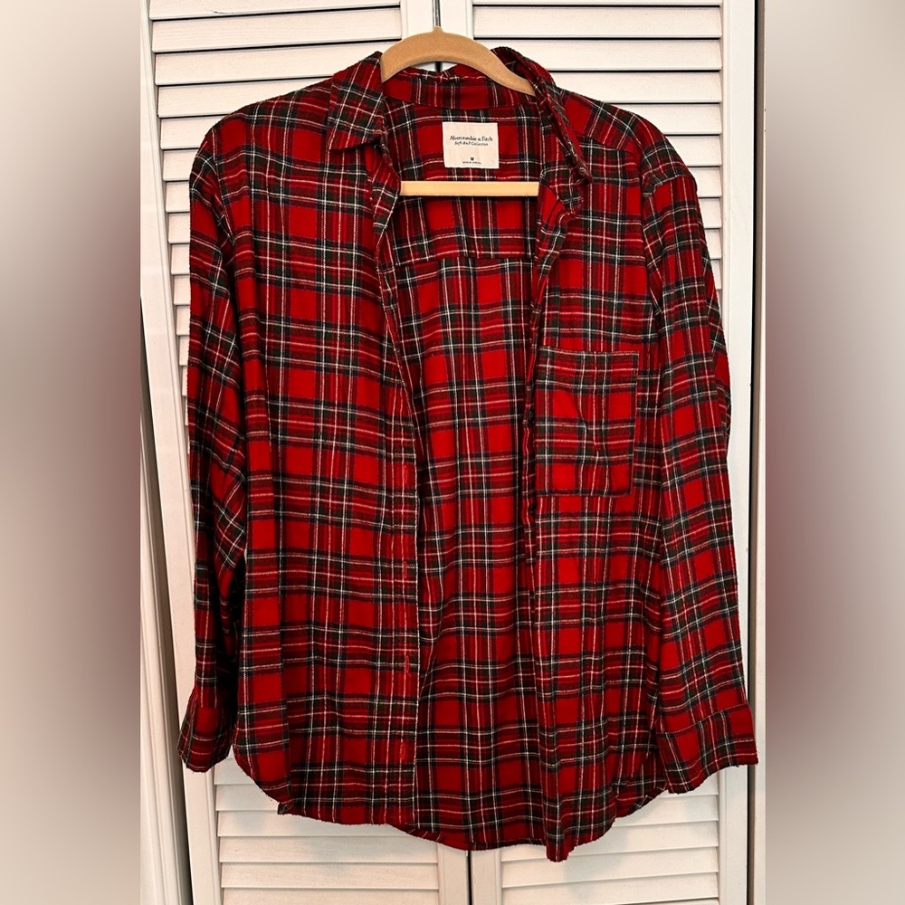 Abercrombie & Fitch Red and Green Plaid Shirt